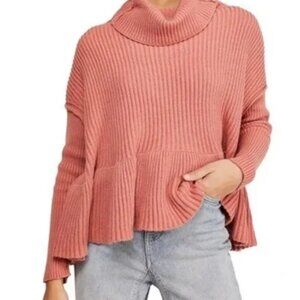 Free People Rose Peplum Sweater, Size XS